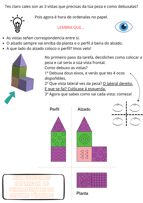 Resolución da tarefa e colocación das vistas diédricas.
