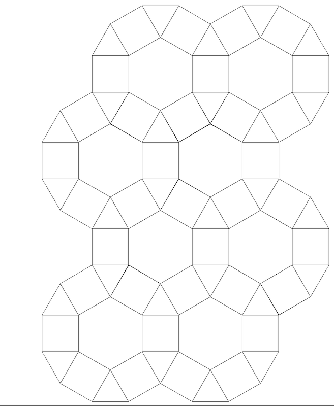 teselado de triángulos, cadrados e hexágonos