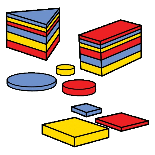 Bloques de cores para deseñar obxectos.