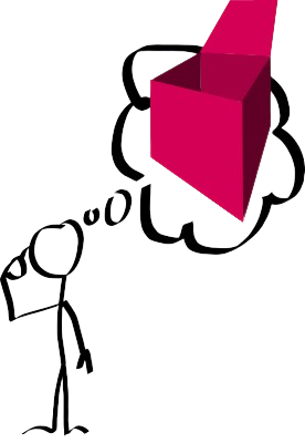 Imaxe dun boneco pensando unha caixa