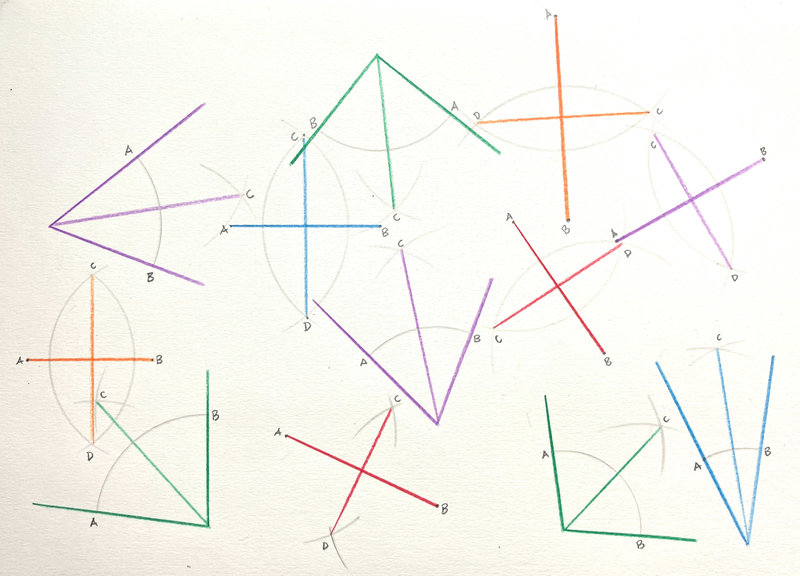 Imaxe dun exemplo do trazado de mediatrices e bisectrices