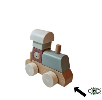 Aparece o tren cun ollo situado enfrente para indicar a vista frontal