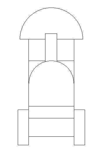 Vista liñal no perfil do obxecto, representado como no sistema diédrico.