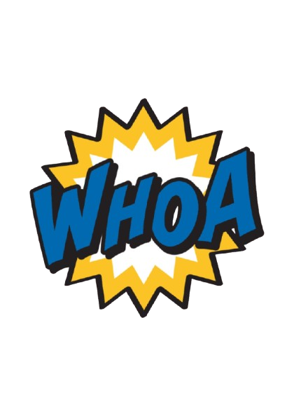 Adhesivos ou cartel coa palabra whoa
