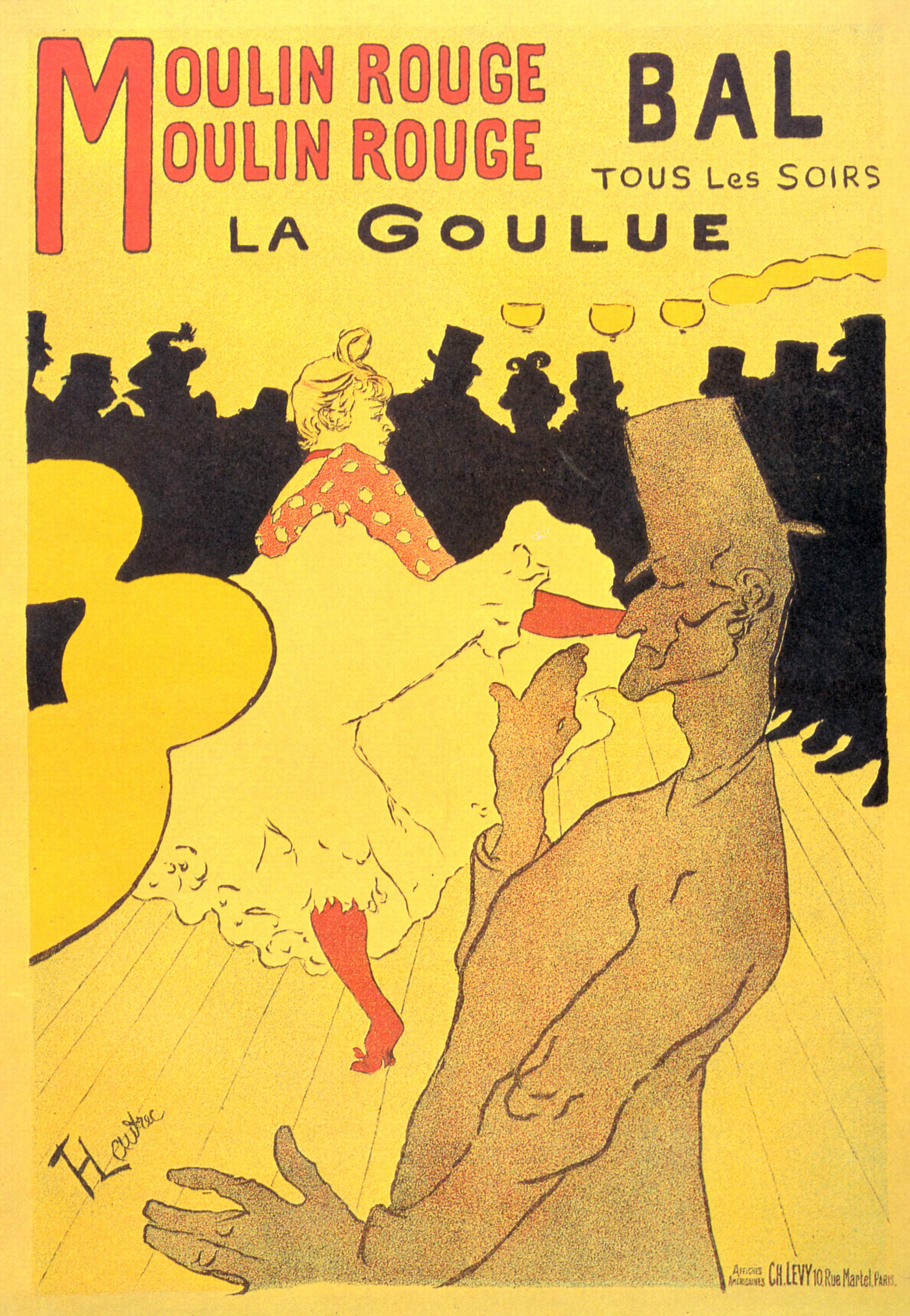 Moulin Rouge la goulue 1891 Cartel postimpresionista de Toulouse-Lautrec