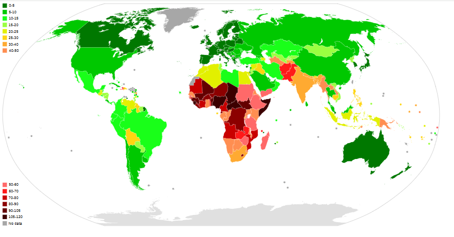 Mapa de mortalidade infantil