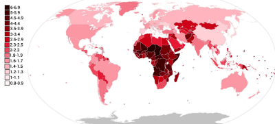 Distibución mundial da fecundidade