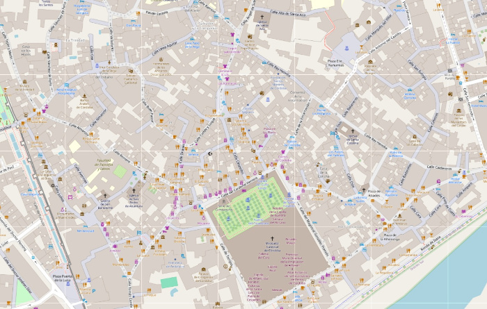 Plano do casco histórico de Córdoba