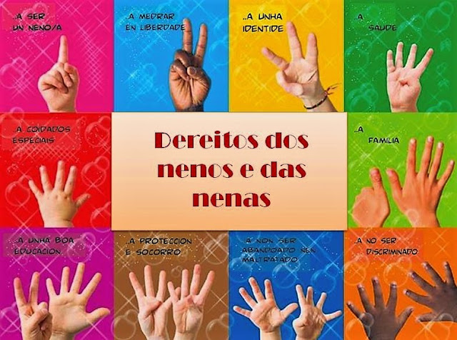 Cartel recollendo os dereitos dos nenos e nenas