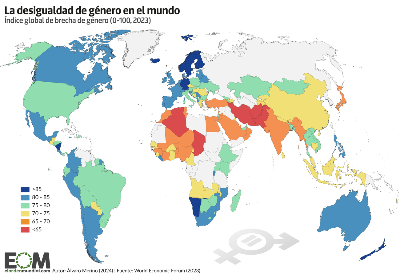 Mapa que amosa as desigualdades de xénero no mundo (2023)
