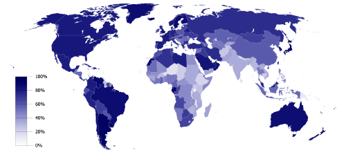 Mapa da urbanización por países 2018 Mapa da urbanización por países 2018