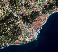 Foto satélite da área metropolitana de Barcelona