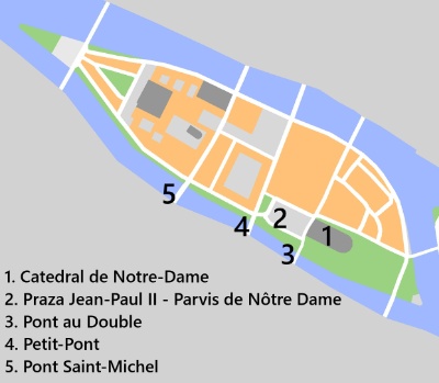 Plano de la Île de la Cité, París.