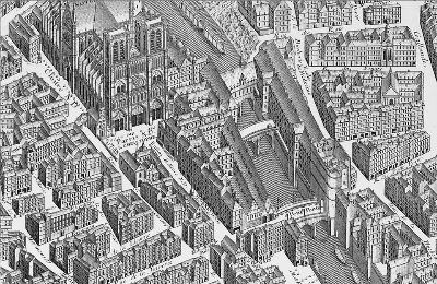 Plano da área de Notre Dame de París do século XVIII