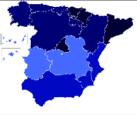 Mapa do IDH de España por Comunidades Autónomas
