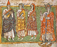 Debuxo do rei de Galicia e a súa corte