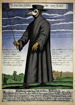 Imaxe dun médico na época da peste negra