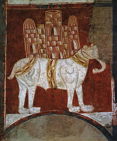 Pintura ao fresco dun elefante (San Baudelio de Berlanga, Soria)