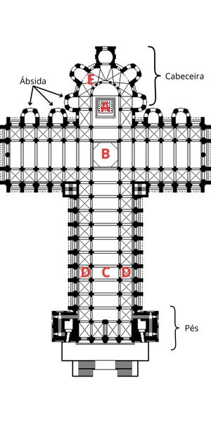 Debuxo da planta da catedral de Santiago