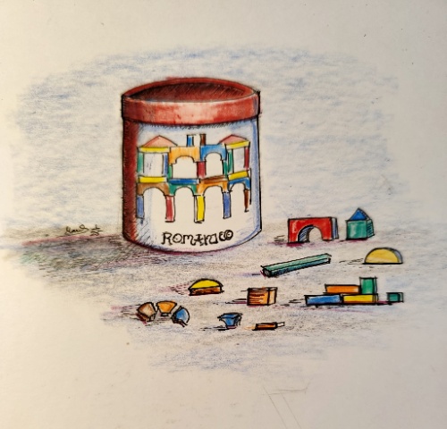 Debuxo dun Xogo de pezas románicas