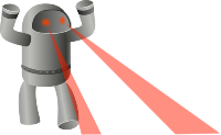 Icono de un robot con infrarrojos en los ojos