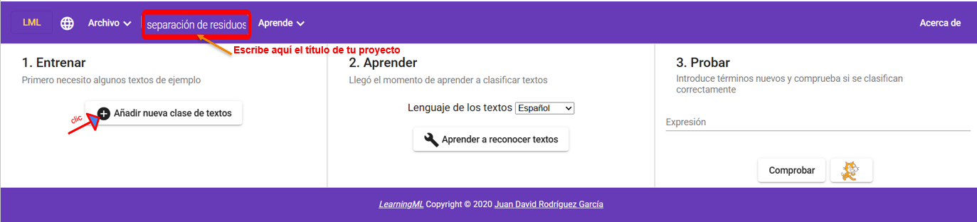 Tutorial LMLtextos entrenar aprender probar