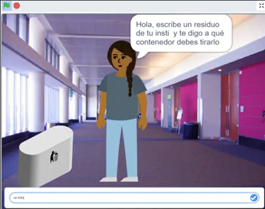 Vídeo personaje habla para tirar papel Vídeo personaje habla y pregunta dónde tirar papel.