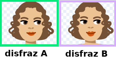 dos disfraces de Scratch con la boca diferente para dar sensación de hablar