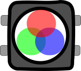 Ilustración de un LED RGB cuadrado con sus  componentes