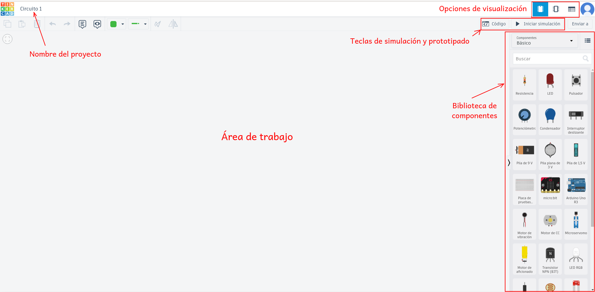 En la imagen puede verse la interfaz de Tinkercad