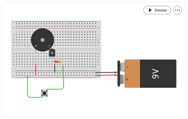 En la imagen se muestra una captura de un circuito simulado en Tinkercad