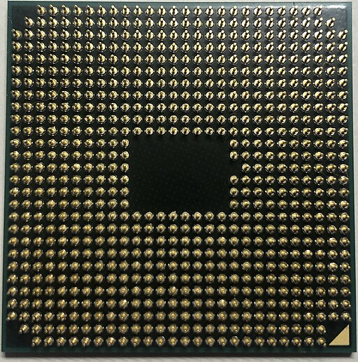 Fotografía pines de conexión de un procesador