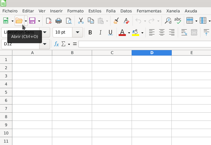 La imagen muestra una captura de LibreOffice Calc