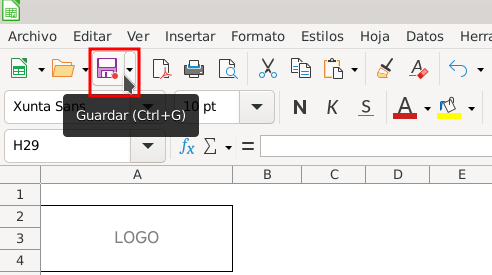 La imagen muestra una captura de LibreOffice Calc