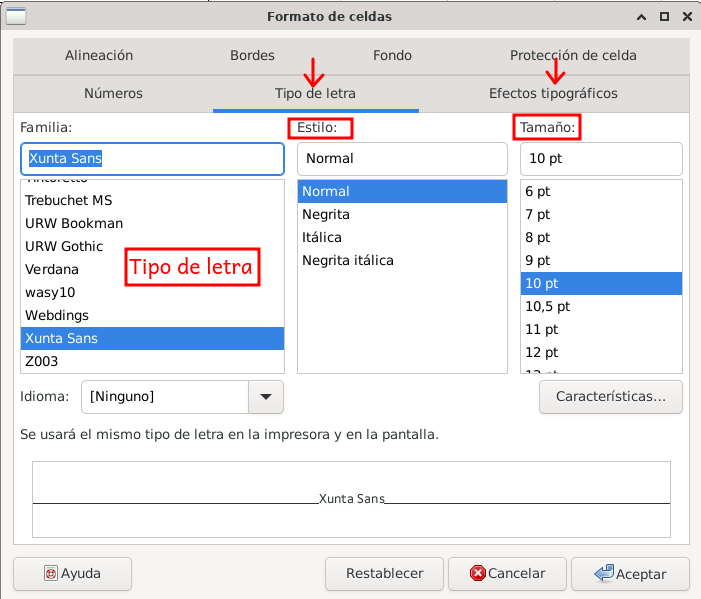 La imagen muestra una captura de LibreOffice Calc