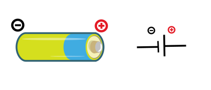 Pila dibujo y símbolo eléctrico