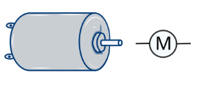 Dibujo de un motor y su símbolo eléctrico