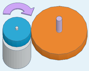 La imagen muestra el modelo 3D de dos ruedas de fricción