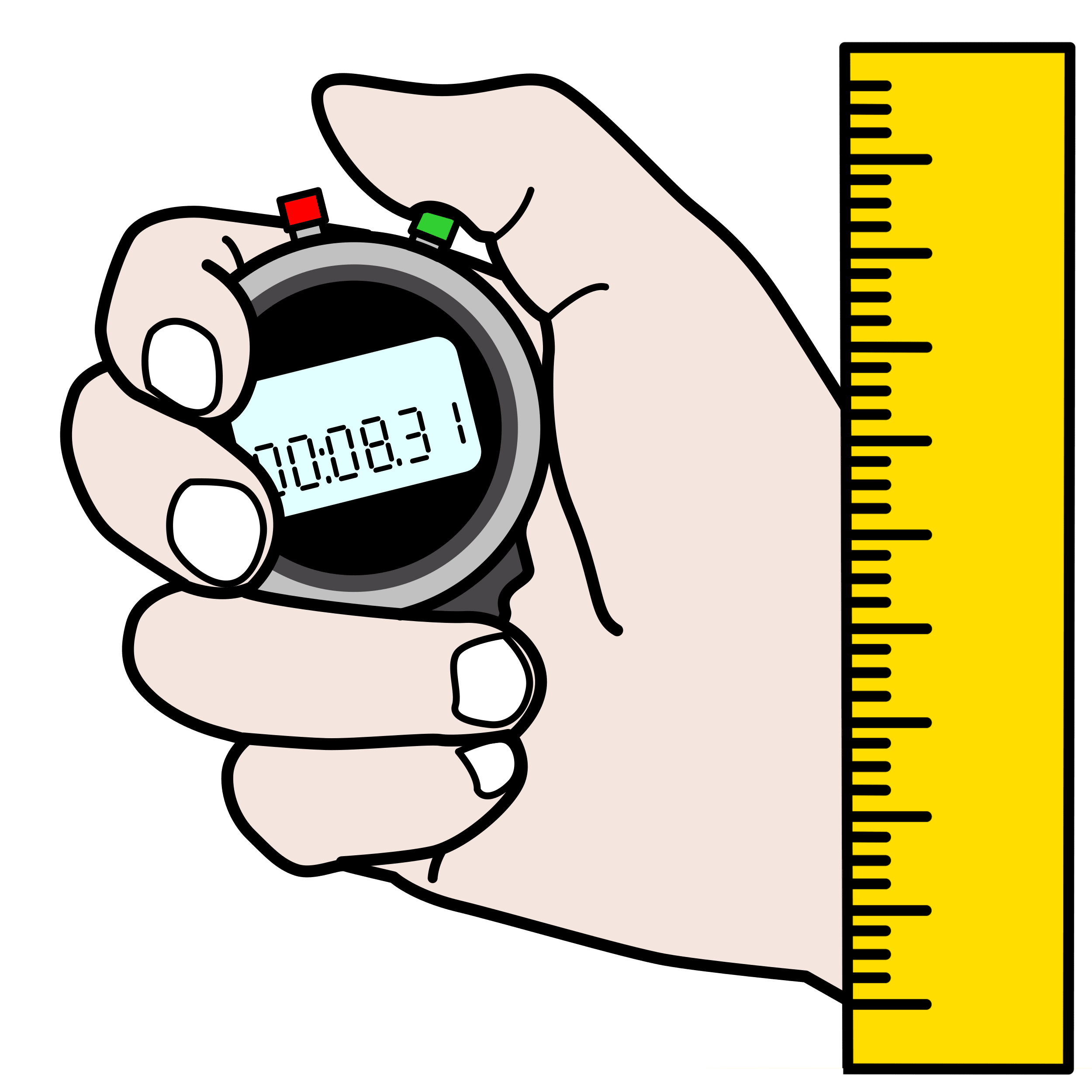 Cronómetro y regla para medir con precisión