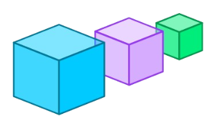 Cubos de colores que representan los tres tipos de escalas