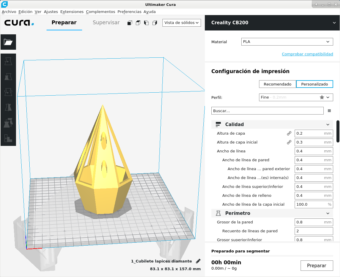 Cubilete diamante en cura