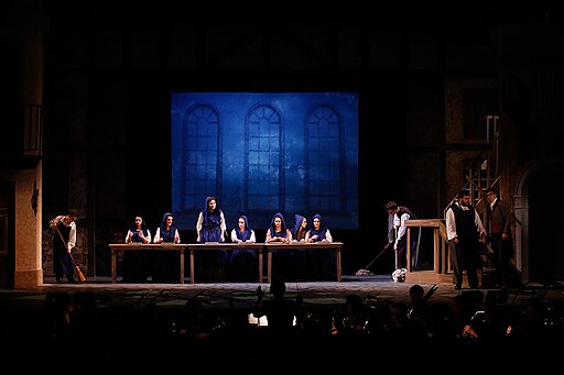 Escena do musical Les Miserables. fotografía do escenario