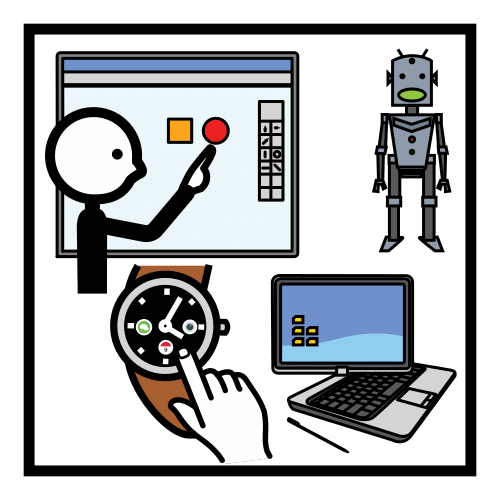 Pictograma con elementos tecnolóxicos