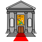 Pictograma da fachada dun teatro