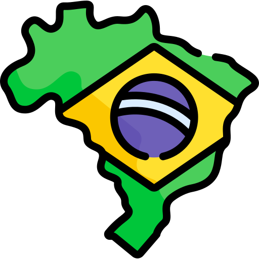 Icona de Brasil que amosa a xeografía do país coa súa bandeira dentro. Representa o país de orixe da batucada.