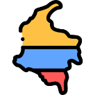 Icona da xeografía de Colombia, representada cun mapa e a súa bandeira.