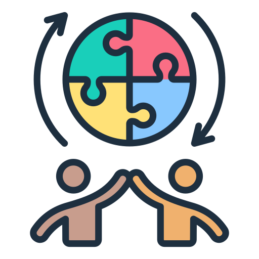 Icona de fusión cultural con simboloxía de dúas persos unidas colaborando.