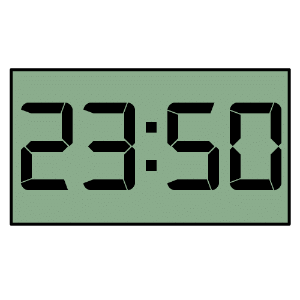 Pictograma de ARASAAC que simula un reloxo dixital e a conta atrás.