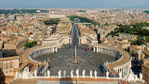 Fotografía da Praza de San Pedro do Vaticano desde a basílica