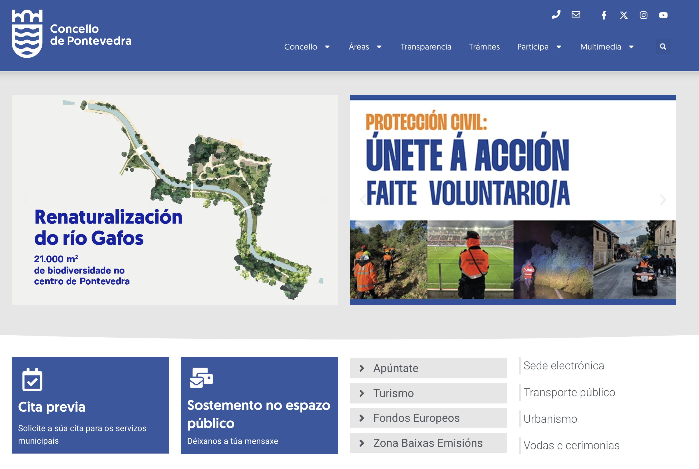 Captura de imaxe da web do concello de Pontevedra